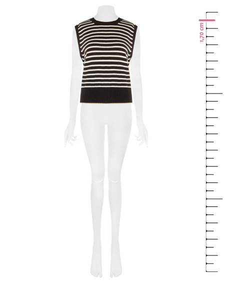 Striped Knitted Waistcoat in a Viscose and Wool Blend with Lurex Hemming – Rinascimento