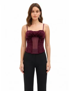 Haut bustier en velours à fines bretelles « Rinascimento »