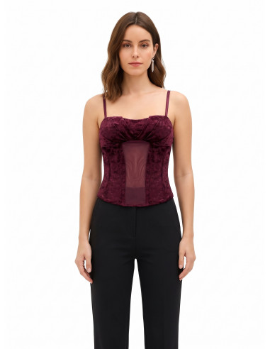 Haut bustier en velours à fines bretelles « Rinascimento »