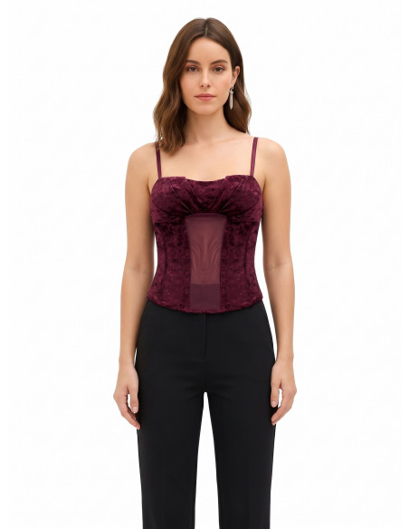 Rinascimento Velvet Bustier Top with Thin Straps