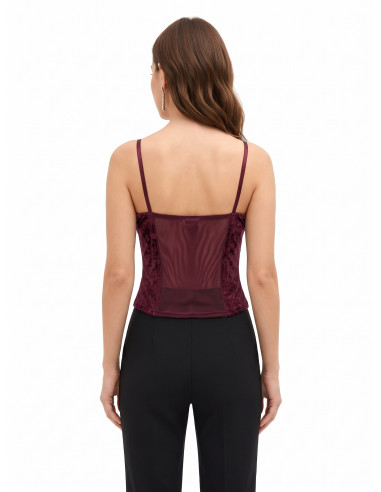 Haut bustier en velours à fines bretelles « Rinascimento »