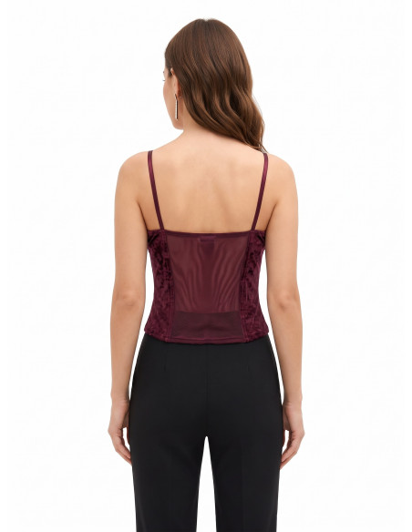 Rinascimento Velvet Bustier Top with Thin Straps