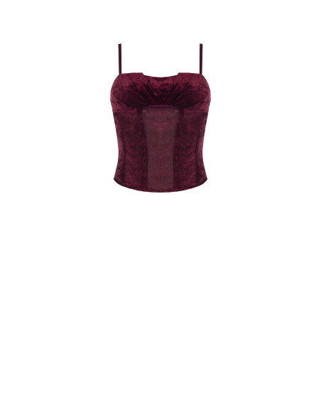 Rinascimento Velvet Bustier Top with Thin Straps
