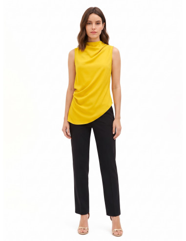 Rinascimento Matt Satin Fluid Top with Asymmetrical Hem