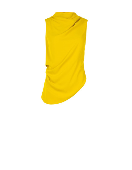 Rinascimento Matt Satin Fluid Top with Asymmetrical Hem