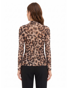 Rinascimento Spotted Mesh Turtleneck Fitted Top 2