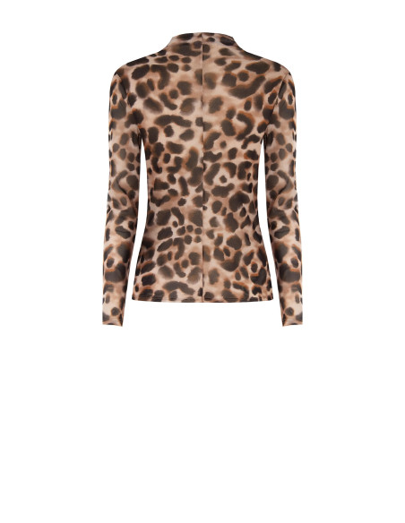 Rinascimento Spotted Mesh Turtleneck Fitted Top