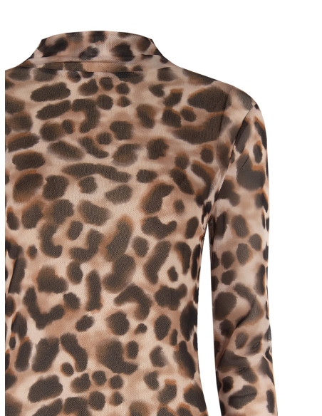 Rinascimento Spotted Mesh Turtleneck Fitted Top