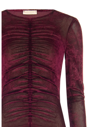Rinascimento-style bodysuit with gathered velvet at the front