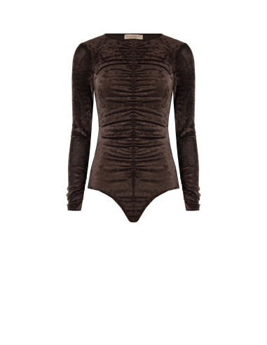 Rinascimento-style bodysuit with gathered velvet at the front