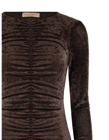 Rinascimento-style bodysuit with gathered velvet at the front