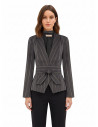 Giacca Blazer In Misto Cotone A Righe Con Maxi Revers E Cintura Coordinata Rinascimento