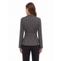 Striped Cotton-Blend Blazer with Wide Lapels and Matching Belt by Rinascimento