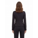 Short Blazer Jacket in Technical Fabric, Without Lapels, with Decorative Buckles – Rinascimento