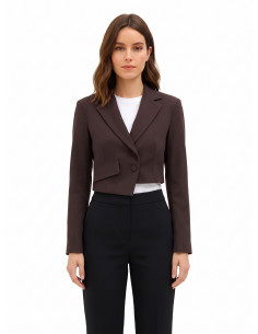 Giacca Blazer Crop Con Chiusura Asimmetrica In Poliviscosa Rinascimento