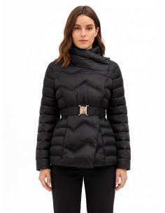 Rinascimento Short, Fitted Down Jacket with Wrap-Around Fastening and Elasticated Waistband