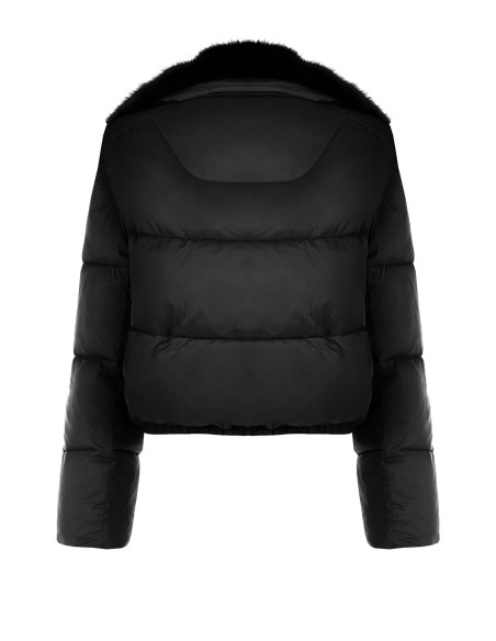 Rinascimento Crop Down Jacket with Removable Faux Fur Collar