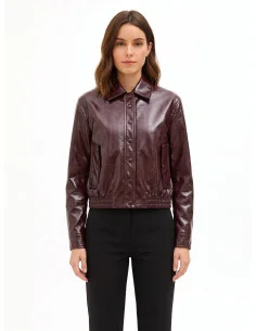 Veste en simili-cuir effet vieilli avec élastique au bas « Rinascimento »