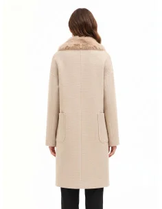 Rinascimento Long Spiked Coat with Oversized Pockets and Detachable Faux Fur Collar 2