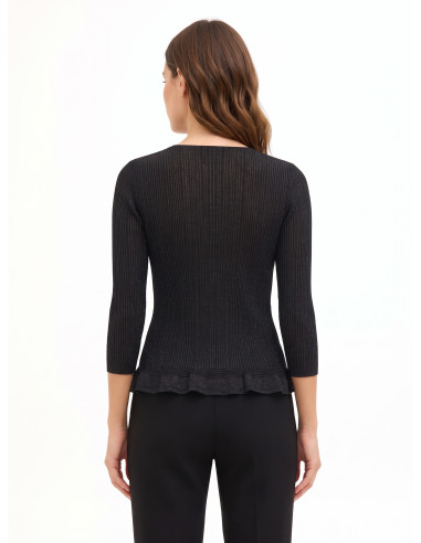 Fitted, Flared Top in Lurex Yarn with a Rinascimento-style V-neck