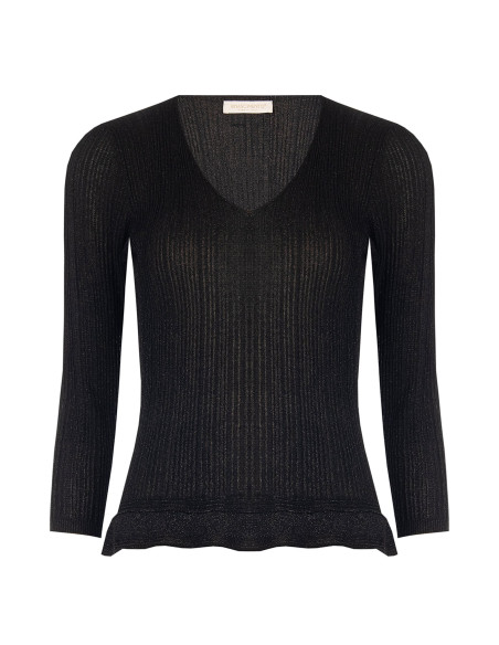 Fitted, Flared Top in Lurex Yarn with a Rinascimento-style V-neck