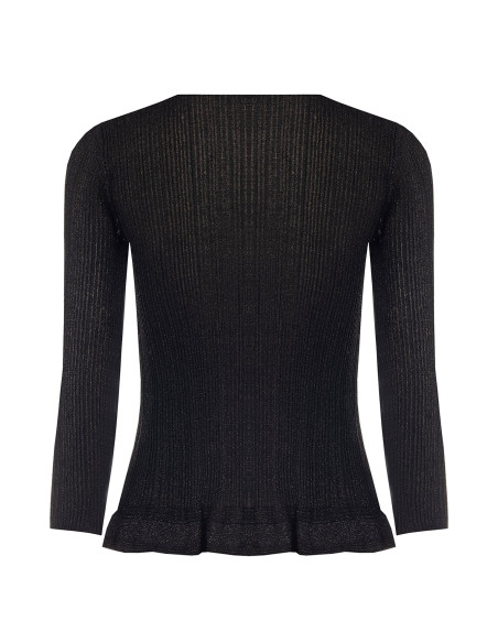 Top Aderente E Sfiancato In Filato Di Lurex Con Scollo A V Rinascimento