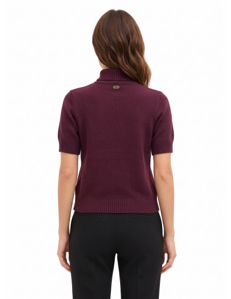 Maglione A Maniche Corte In Misto Viscosa E Lana Motivo A Rombi Con Lurex Rinascimento
