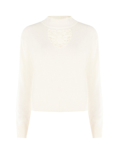 Maglione Sottile In Misto Viscosa E Lana Con Inserto Crochet Davanti Rinascimento