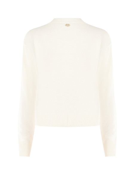 Maglione Sottile In Misto Viscosa E Lana Con Inserto Crochet Davanti Rinascimento