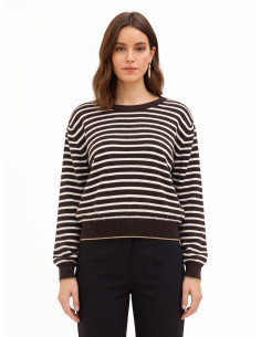 Maglione A Righe In Misto Viscosa E Lana Con Lurex Sugli Orli Rinascimento