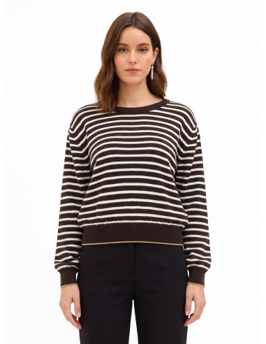 Maglione A Righe In Misto Viscosa E Lana Con Lurex Sugli Orli Rinascimento