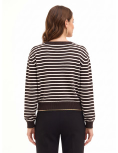 Maglione A Righe In Misto Viscosa E Lana Con Lurex Sugli Orli Rinascimento 2