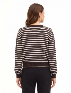 Pull à rayures en mélange de viscose et de laine avec du lurex sur les ourlets « Rinascimento » 2