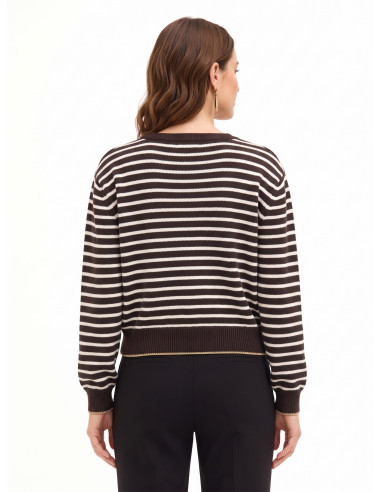 Striped jumper in a viscose and wool blend with lurex on the hems – Rinascimento