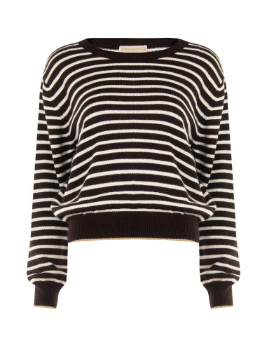 Striped jumper in a viscose and wool blend with lurex on the hems – Rinascimento