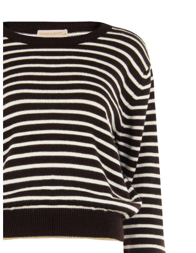 Maglione A Righe In Misto Viscosa E Lana Con Lurex Sugli Orli Rinascimento