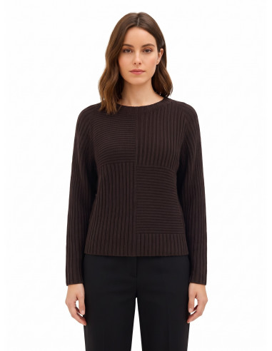 Pull à larges côtes horizontales et verticales « Rinascimento »