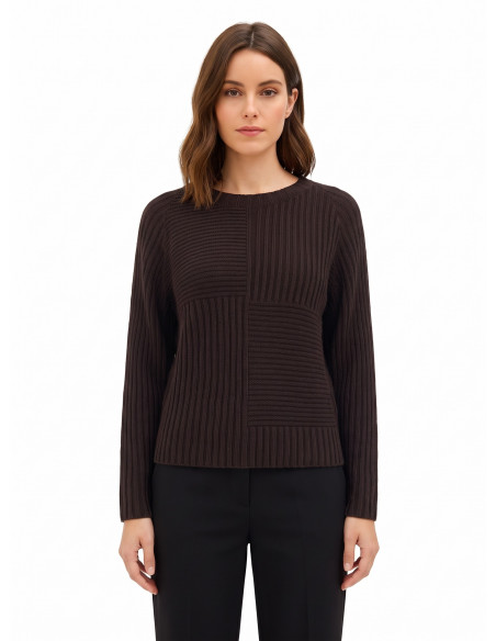 Pull à larges côtes horizontales et verticales « Rinascimento »