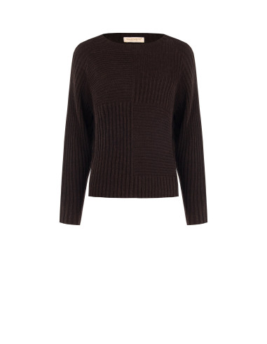 Rinascimento Sweater with Wide Horizontal and Vertical Ribbing