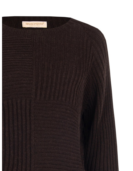 Pull à larges côtes horizontales et verticales « Rinascimento »
