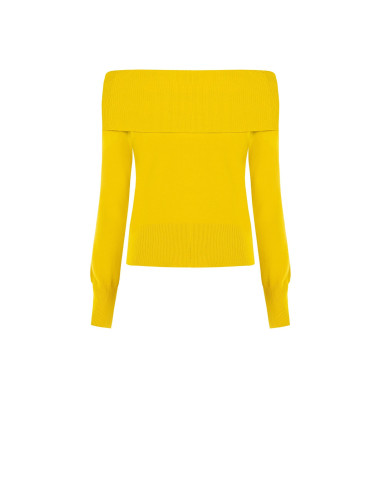 Off-the-shoulder jumper with embroidered ‘Rr’ logo – Rinascimento