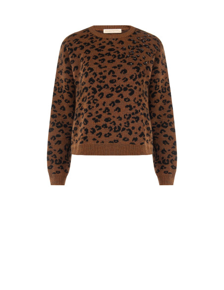Maglione Maculato In Misto Viscosa E Lana Con Cristalli Rinascimento