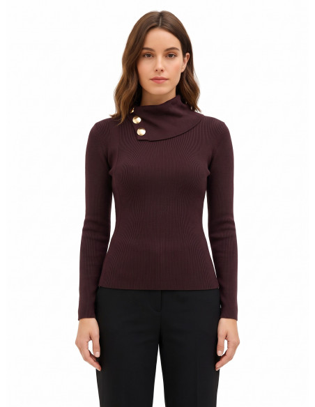 Rinascimento Fitted Viscose-Blend Jumper with Buttons at the Neck