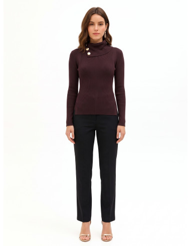 Rinascimento Fitted Viscose-Blend Jumper with Buttons at the Neck