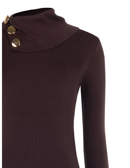 Rinascimento Fitted Viscose-Blend Jumper with Buttons at the Neck