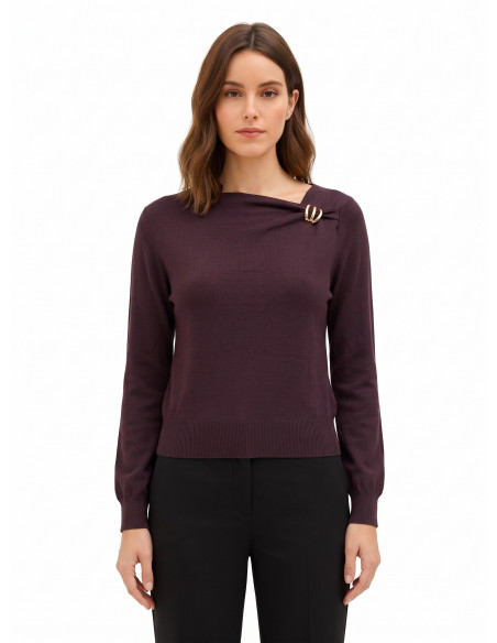Pull léger à encolure asymétrique et détail « Rinascimento »