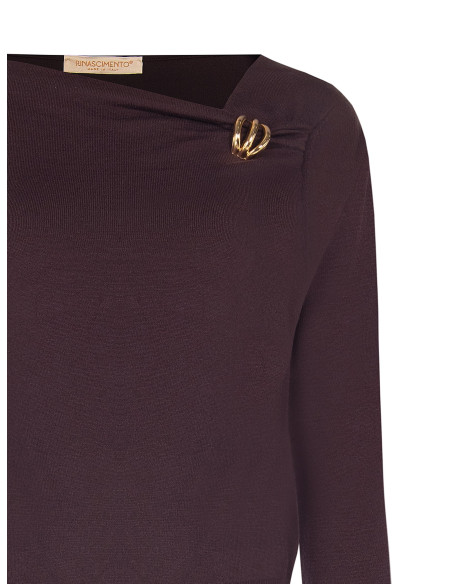 Lightweight Jumper with an Asymmetrical Neckline and ‘Rinascimento’ Jewel Detail