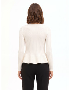 Rinascimento Ribbed Fitted Peplum Jumper in Viscose Blend 2