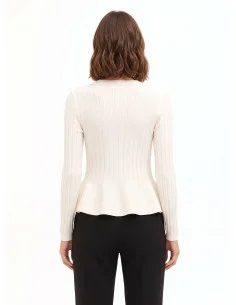 Rinascimento Ribbed Fitted Peplum Jumper in Viscose Blend 2