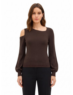 Maglione Leggero In Misto Viscosa Con Scollo Asimmetrico E Orli Con Lurex Rinascimento